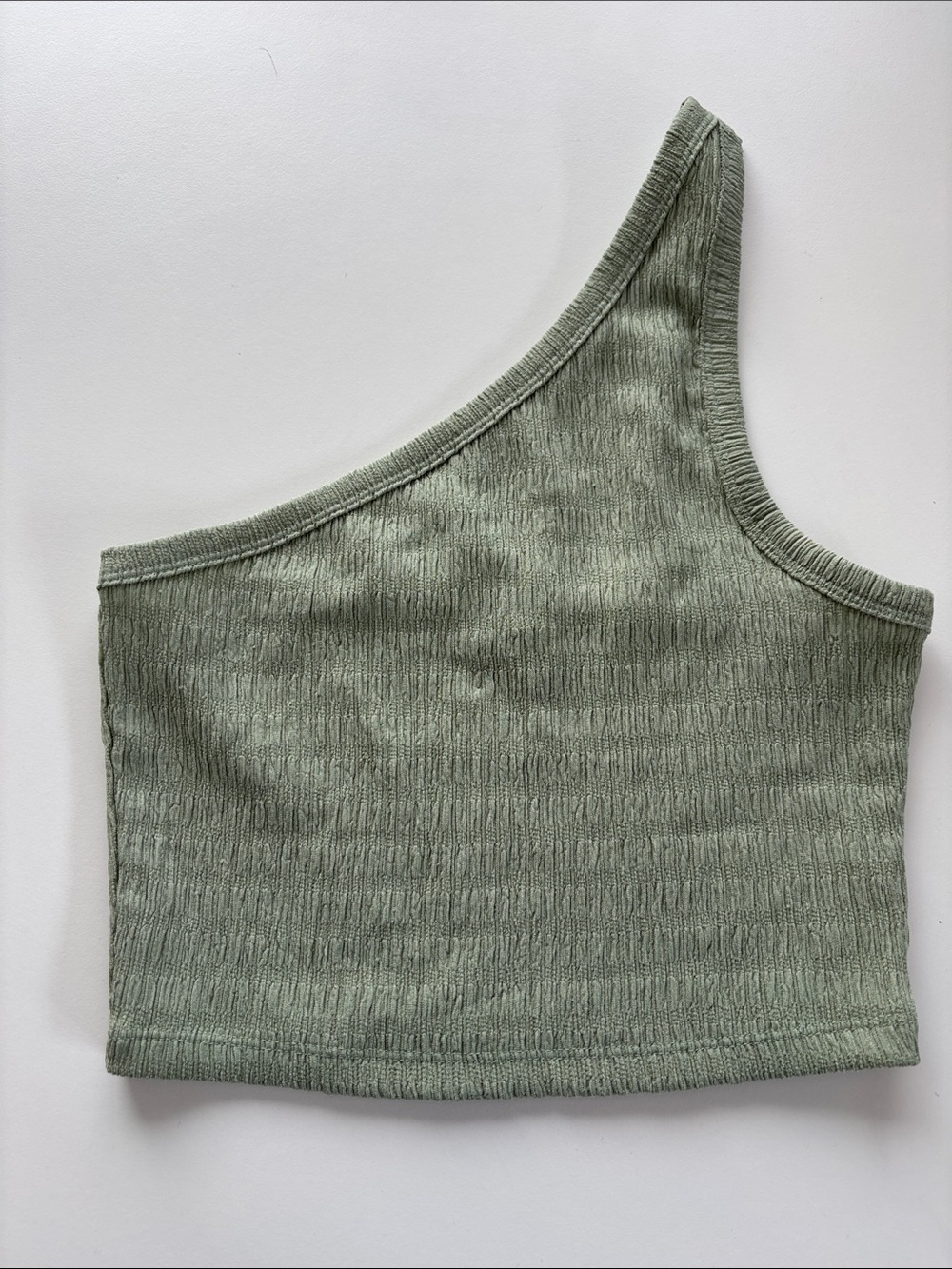 American Eagle Outfitters One-Shoulder Ribbed Crop Top - Sage